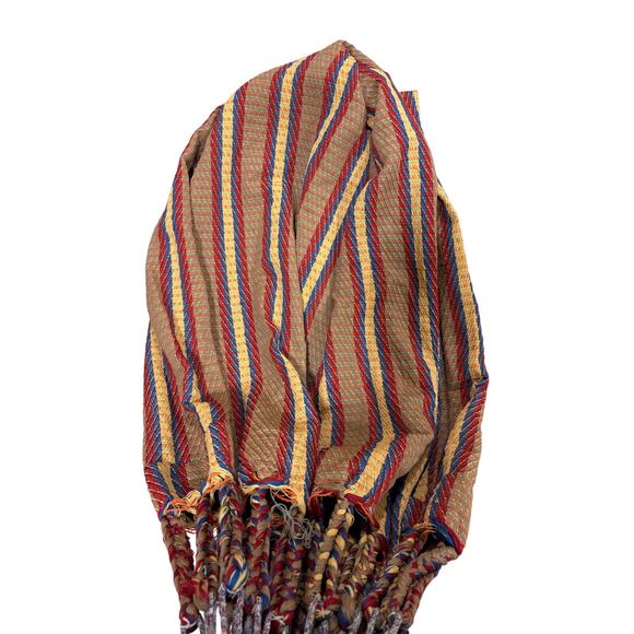 Handwoven Multicolor Cotton Fabric Hammock Reinforced Rope Ends Metal Loop boho - Picture 4 of 5